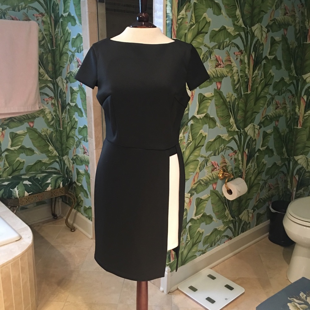 ASOS black mini dress with white strip US SZ 10